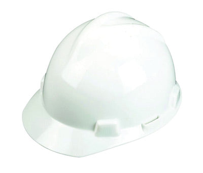 MSA White V-Gard¬Æ Polyethylene Slotted Cap Style Hard Hat With 1 Touch¬Æ Suspension