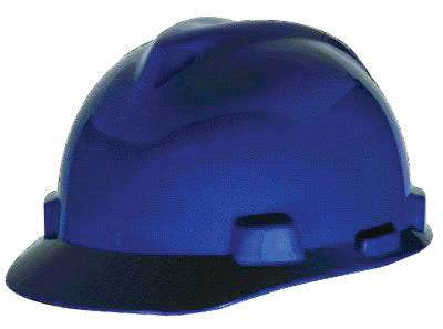 MSA Blue V-Gard¬Æ Polyethylene Slotted Cap Style Hard Hat With 1 Touch¬Æ Suspension