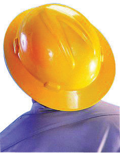 MSA Yellow V-Gard¬Æ Polyethylene Slotted Full Brim Hard Hat With Staz On¬Æ 4 Point Pinlock Suspension