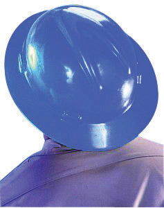 MSA Blue V-Gard¬Æ Polyethylene Slotted Full Brim Hard Hat With Staz On¬Æ 4 Point Pinlock Suspension