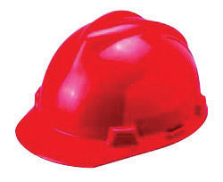 MSA Red V-Gard¬Æ Polyethylene Slotted Cap Style Hard Hat With Staz On¬Æ 4 Point Pinlock Suspension