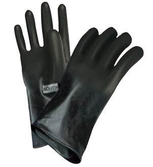 North¨ by Honeywell Size 9 Black 11" 16 mil Unsupported Butyl Chemical Resistant Gloves With Smooth Finish And Rolled Beaded Cuff