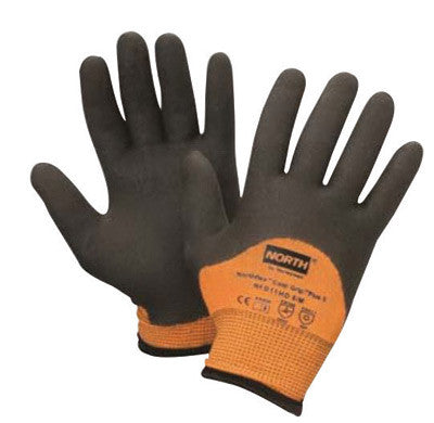 North¨ by Honeywell Size 8 Hi-Viz Orange And Black Grip Plus 5 15 gauge Heavy Weight Engineered Fiber Dipped Cut Resistant Gloves With Knitwrist And Thermal Lining