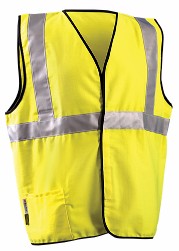 OccuNomix 2X Hi-Viz Yellow Classic‚Ñ¢ Flame Resistant Cotton Class 2 Single Stripe Solid Vest With Hook And Loop Closure And 3M‚Ñ¢ Scotchlite‚Ñ¢ 2" Reflective Tape And 1 Pocket