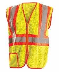 OccuNomix 2X Hi-Viz Yellow Classic‚Ñ¢ Light Weight Polyester Mesh Class 2 Two-Tone Vest With Front Zipper Closure And 2" Silver Reflective Tape Backed by Contrasting Trim And 2 Pockets