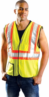 OccuNomix 2X Hi-Viz Yellow OccuLux¬Æ Premium Light Weight Cool Polyester Mesh Class 2 Two-Tone Vest With Front Hook And Loop Closure And 3M‚Ñ¢ Scotchlite‚Ñ¢ 2" Reflective Tape And 2 Pockets