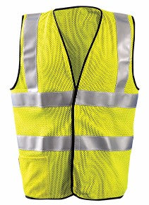 OccuNomix 2X Hi-Viz Yellow OccuLux¬Æ Premium Flame Resistant Modacrylic Mesh Class 2 Dual Stripe Vest With Front Hook And Loop Closure, 3M‚Ñ¢ Scotchlite‚Ñ¢ 2" Silver Reflective Tape, FR Binding Thread And 1 Pocket