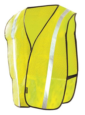 OccuNomix 4X Hi-Viz Yellow OccuLux¬Æ Value‚Ñ¢ Economy Light Weight Polyester Mesh Vest With Front Hook And Loop Closure, 1" Silver Glass Bead Tape, Elastic Side Straps And 1 Pocket