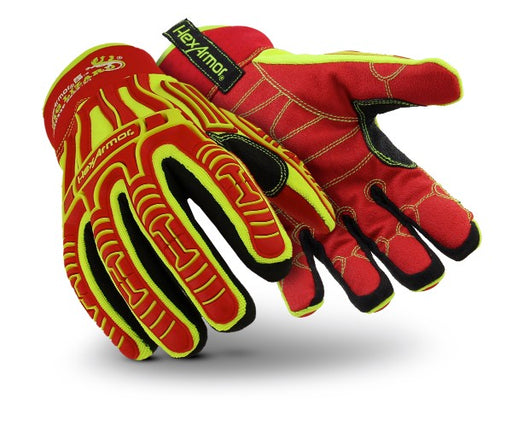 HexArmor¬Æ 2X Hi-Viz Yellow, Red And Black Rig Lizard Arctic¬Æ PVC, Polyester, Cotton And Nylon Cut Resistant Gloves With SlipFit¬Æ Cuff, H2X‚Ñ¢ And C40 Thinsulate‚Ñ¢ Liner And Red TP-X¬Æ Coating On Palm And Fingers