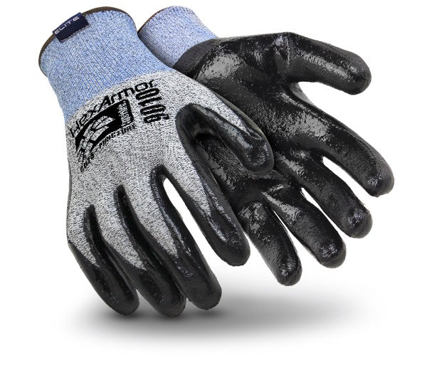HexArmor¬Æ 2X Gray, Blue And Black 9000 Series‚Ñ¢ Polyethylene And Fiberglass Cut Resistant Gloves With Knit Wrist And Black Nitrile Coating On Palm And Fingers