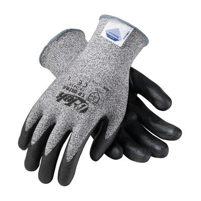 Protective Industrial Products¨ Large G-Tek¨ CR Ultra 13 Gauge Cut Resistant Black Foam Nitrile Palm And Fingertip Coated Work Gloves With Gray Seamless Liner And Continuous Knit Cuff