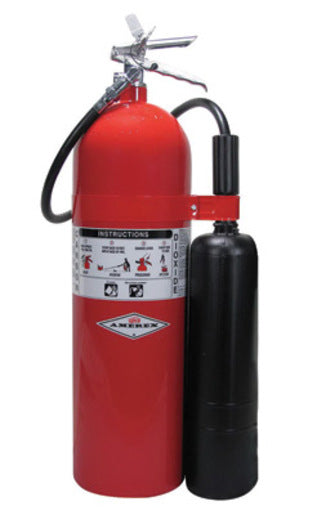 Amerex¬Æ 20 Pound Stored Pressure Carbon Dioxide 10-B:C Fire Extinguisher For Class B And C Fires With Chrome Plated Brass Valve, Wall Bracket, Hose And Horn