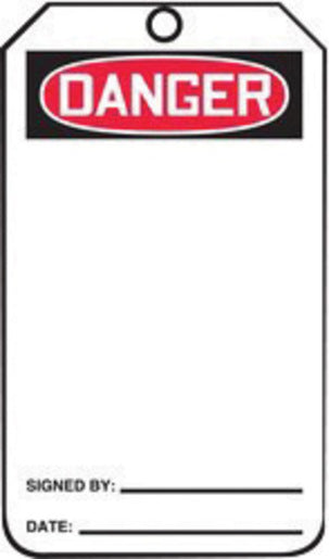 Accuform Signs¬Æ 5 3/4" X 3 1/4" Black, Red And White HS-Laminate English Accident Prevention Safety Tag "DANGER" With Pull-Proof Metal Grommeted 3/8" Reinforced Hole, Do Not Remove Tag Warning On Back And Standard Back B (25 Per Pack)
