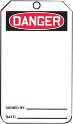 Accuform Signs¬Æ 5 3/4" X 3 1/4" Black, Red And White HS-Laminate Accident Prevention Blank Tag "DANGER" With Pull-Proof Metal Grommeted 3/8" Reinforced Hole And OSHA Header (25 Per Pack)