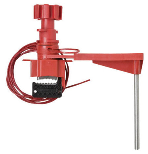 Brady¬Æ Red Industrial Grade Steel And Nylon Large Universal Valve Lockout With 8' Sheathed Cable And Blocking Arm