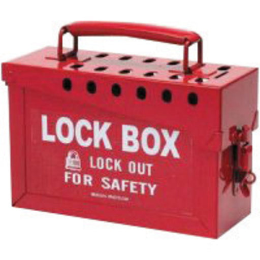 Brady¬Æ Red 6" X 9" X 3 1/2" Heavy Duty Steel Portable Group Lock Box Includes (13) Lock Holes On Lid And (1) Lockable Clasp On Front