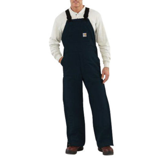 Carhartt Size 32" X 32" Dark Navy Cotton/Duck Flame-Resistant Bib Overalls With Insulated Lining And Zipper Closure And Ankle-To-Thigh Brass Leg Zippers With Nomex Fr Zipper Tape And Protective Flaps With Arc-Resistant Snap Closures