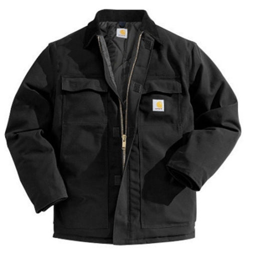 Carhartt¬Æ Medium Tall Black Nylon Quilt Lined 12 Ounce Cotton Duck Arctic Traditional Coat With Front Zipper, Hook And Loop Closure Triple-Stitched Seams (2) Chest Pockets, (2) Front Pockets And (2) Inside Pockets