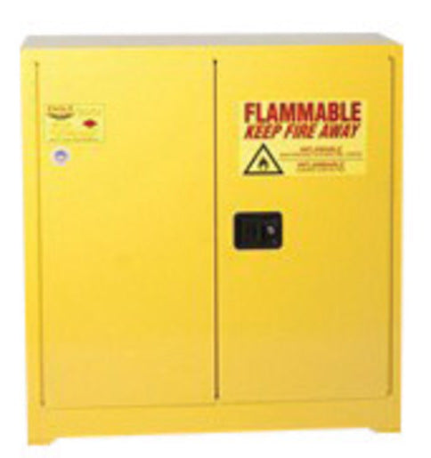 Eagle 24 Gallon Yellow 18 Gauge Steel Safety Storage Cabinet With (1) Self-Closing Door, (3) Shelves, (2) Vents, Warning Labels And 3-Point Latch System (For Flammable Liquids)