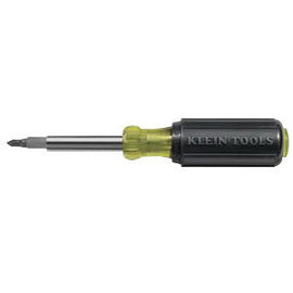 Klein Tools 7.380" Chrome Plated 10-in-1 Screwdriver/Nut Driver With Cushion Grip Black/Yellow Plastic Handle