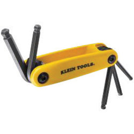 Klein Tools 3/16" - 3/8" X 5" Heat Treated Alloy Steel Grip-It® 5 Piece Folding Fractional Ball End Hex Key Set