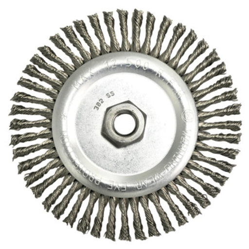 Radnor¬Æ 6" X 5/8" - 11 Carbon Steel Stringer Bead Twist Knot Wire Wheel Brush For Use On Bench/Pedestal, Die And Right Angle Grinders