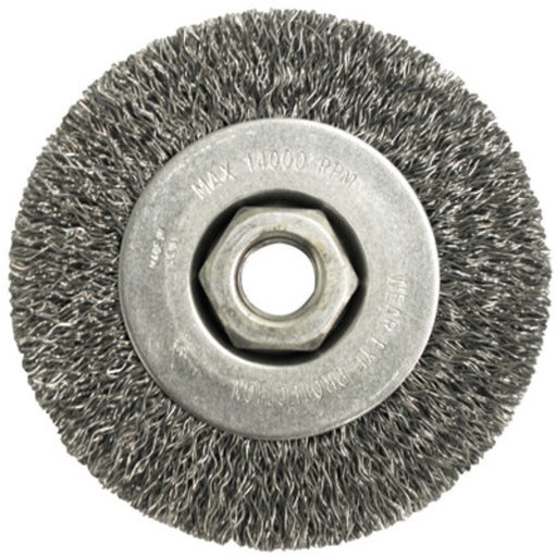 Radnor¬Æ 4" X 5/8" - 11 Carbon Steel Crimped Wire Wheel Brush For Use On Small Angle Grinders