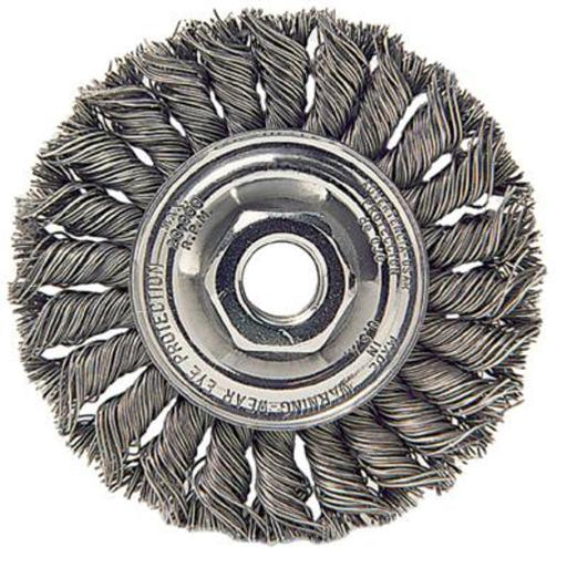 Radnor¬Æ 4" X 5/8" - 11 Carbon Steel Standard Twist Knot Wire Wheel Brush For Use On Small Angle Grinders