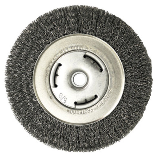 Radnor¬Æ 6" X 5/8" - 1/2" Carbon Steel Crimped Wire Wheel Brush For Use On Bench And Die Grinders