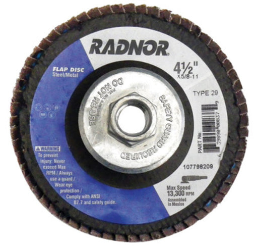 Radnor¬Æ 4 1/2" X 5/8" - 11 36 Grit Aluminum Oxide Type 29 Flap Disc