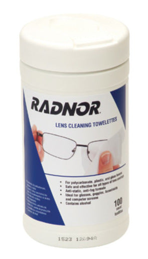 Radnor¬Æ 5" X 8" Pre-Moistened Lens Cleaning Towelettes (100 Per Pull-Out Canister)