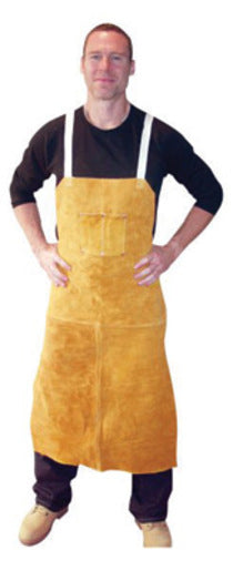 Radnor¬Æ 24" X 42" Bourbon Brown Side Split Leather Bib Apron With Two Chest Pockets, Cotton Crossed Back Straps And Side Release Buckles