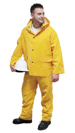 Radnor¬Æ 3X Yellow .35 mm Polyester And PVC 3 Piece Rain Suit (Includes Jacket With Front Snap Closure, Detached Hood And Snap Fly Bib Pants)