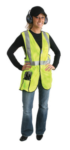 Radnor¬Æ 2X Yellow Lightweight Polyester Class 2 Break-Away Vest With Front Hook And Loop Closure, 2" 3M‚Ñ¢ Scotchlite‚Ñ¢ Reflective Tape Striping And 2 Pockets