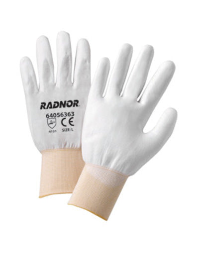 Radnor¬Æ Large White Economy Polyurethane Palm Coated Gloves With Seamless 13 Gauge Nylon Knit Liner