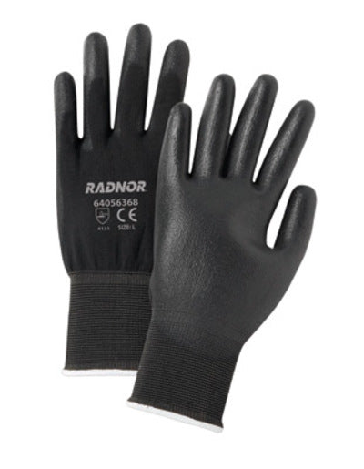 Radnor¬Æ Medium Black Economy Polyurethane Palm Coated Gloves With Seamless 13 Gauge Nylon Knit Liner