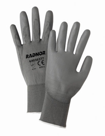Radnor¬Æ Small 13 Gauge Economy Black Polyurethane Palm Coated Work Gloves With Gray Nylon Knit Liner