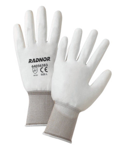Radnor¬Æ Large White Premium Polyurethane Palm Coated Work Gloves With 15 Gauge Nylon Liner