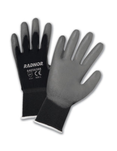 Radnor¬Æ Large Gray Premium Polyurethane Palm Coated Work Gloves With 15 Gauge Nylon Liner
