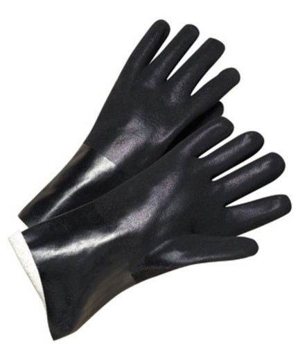 Radnor¬Æ Large Black Double Dipped PVC Glove With Sandpaper Grip, Interlock Lining And Knitwrist