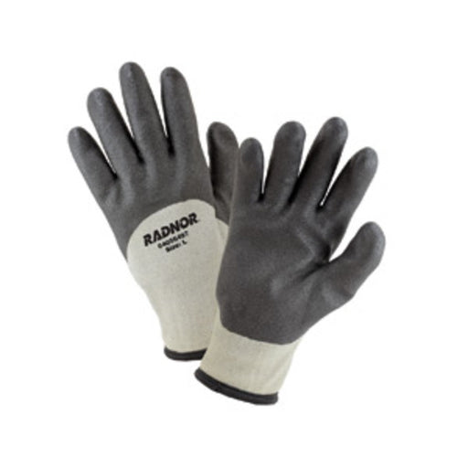 Radnor¬Æ Medium Black And Gray 7 Gauge Brushed Acrylic Terry Nylon Lned Cold Weather Gloves With Double Coated Air Infused PVC