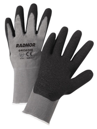 Radnor¬Æ X-Large Gray Latex Palm Coated Gloves WIth 13 Gauge Seamless Nylon Knit Liner