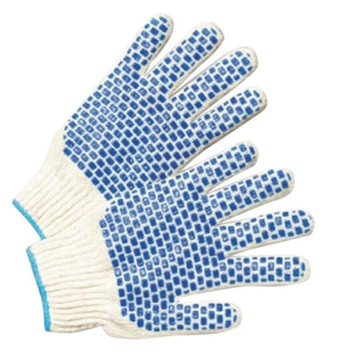 Radnor¬Æ Large Natural Heavy Weight Polyester/Cotton Ambidextrous String Gloves With Knit Wrist And Double Side PVC Block Coating