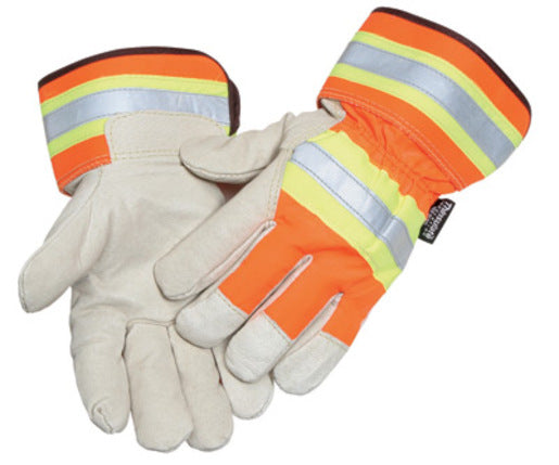 Radnor¬Æ Large Orange And Gray Pigskin And Polyester Thinsulate¬Æ Lined Cold Weather Gloves With Wing Thumb And Safety Cuffs