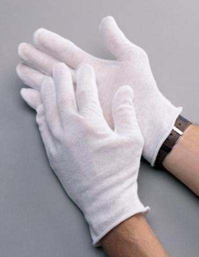 Radnor¬Æ Men's White 9" Medium Weight 100% Cotton Reversible Inspection Gloves With Unhemmed Cuff