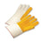Radnor¬Æ Men's Medium Weight White And Gold 100% Cotton Gold Chore Palm And Canvas Back Uncoated Work Gloves With Standard Liner And Gauntlet Cuff