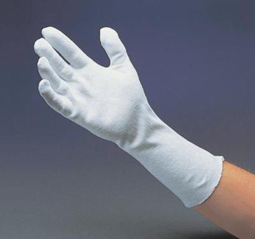 Radnor¬Æ Men's White 12" Heavy Weight 100% Cotton Reversible Two Piece Pattern Inspection Gloves With Extended Unhemmed Cuff