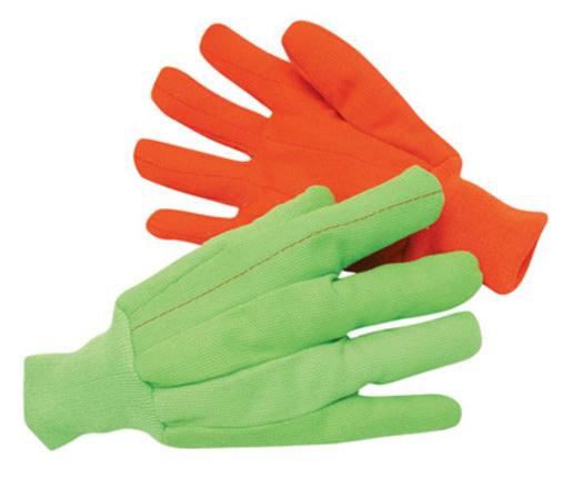 Radnor¬Æ Large Hi-Viz Green 18 Ounce Cotton/Polyester Blend Fully Corded Cotton Canvas Gloves With Knitwrist And Double Palm