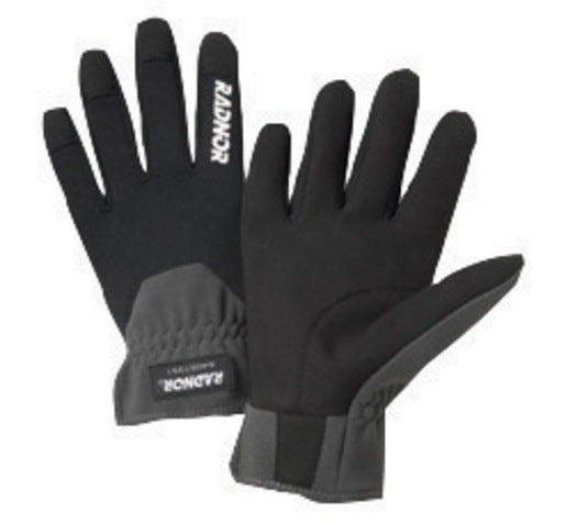Radnor¬Æ Large Black And Gray Full Finger Synthetic Leather And Spandex Slip-On Mechanics Gloves With Slip-On Cuff And Spandex Back