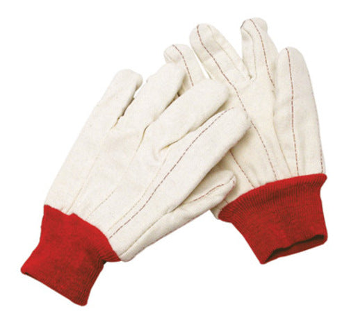 Radnor¬Æ X-Large White 18 Ounce Nap-In Cotton/Polyester Blend Cotton Canvas Gloves With Red Knitwrist, Double Palm And Standard Lining